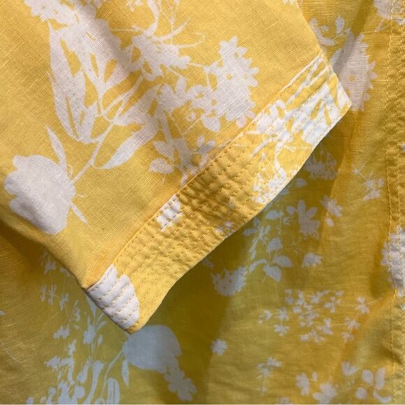 Liz Claiborne linen blend tunic 💛 yellow and white floral print 💛 large - Picture 3 of 5